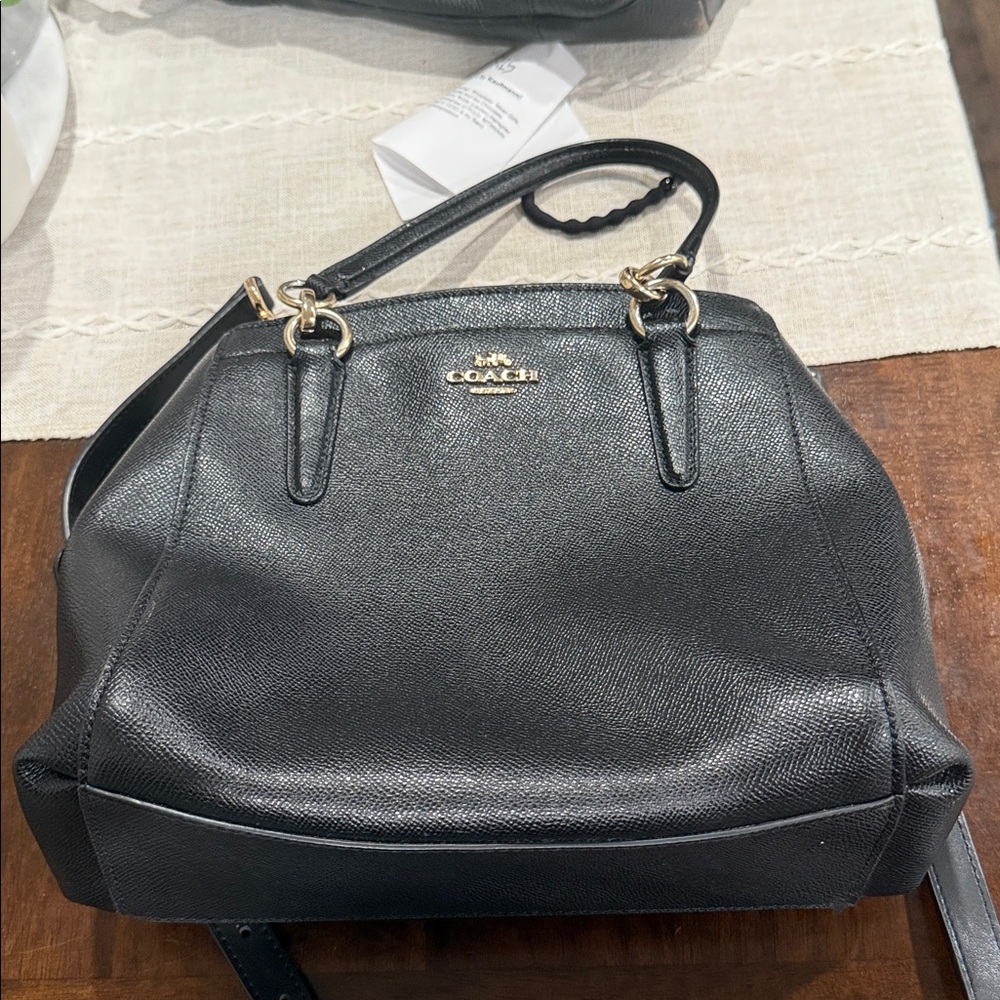 Coach Black Textured Leather Satchel